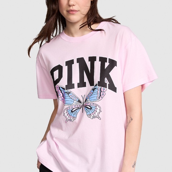 NEW VICTORIAS SECRET PINK RARE BUTTERFLY Tee Shirt and Leggings Set - Picture 2 of 7